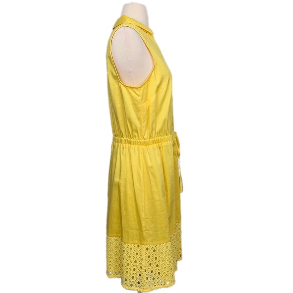 ELLE Shirtdress Eyelet Lace Sleeveless Lined Summer Goldfinch Yellow - Picture 6 of 9